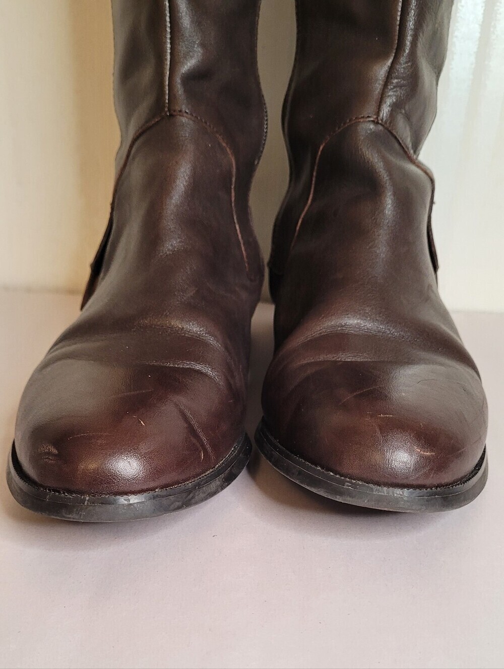 Etienne Aigner Brown Leather Riding Boots Size 10 - Picture 4 of 12